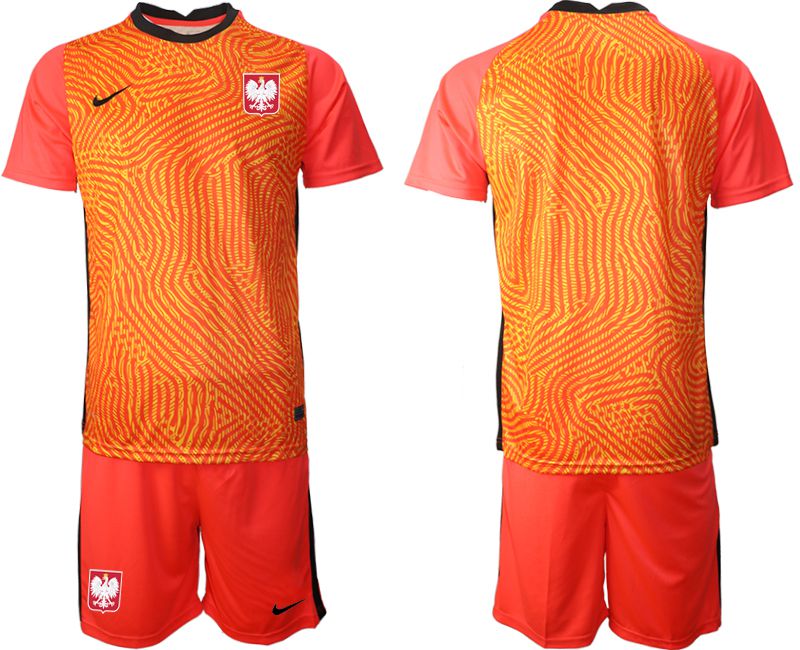 Men 2020-2021 European Cup Poland red goalkeeper Blank Soccer Jersey